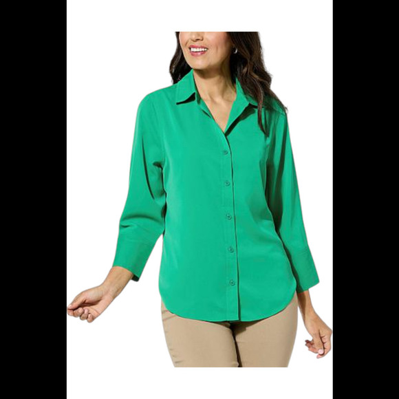 Jaclyn Smith 3/4-Sleeve Hi-Low Shirt Oyster Jelly Bean - Regular - Picture 1 of 1